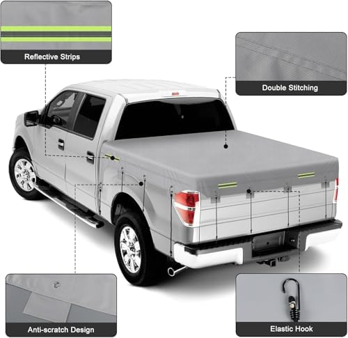 Truck Bed Tarp Cover for Full Size Truck 5.3Ft-5.8Ft Bed