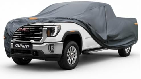 GUNHYI Premium Truck Cover Custom Fit GMC Sierra 2500HD/3500HD Crew Cab Short Bed, 16 Layers Heavy Duty Truck Cover Waterproof All Weather with Zipper Door for Sun Rain Snow Dust Uv Protection