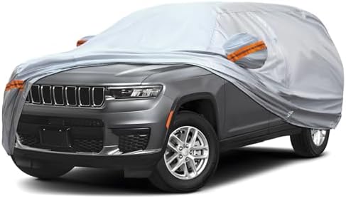 Fit for 198"-208" Length SUVs, 6-Layer Full Car Cover is All-Weather Waterproof, Universal in All Seasons, Snow Prevention, Rainproof, Acid Rainproof, Sunscreen, Orange Reflective Strip