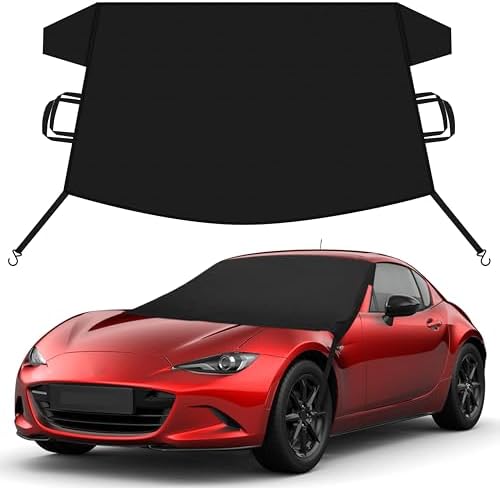 EcoNour Car Snow Cover Compatible for Mazda MX-5 | Windshield Cover for Ice and Snow with S-Hook Straps | Heavy-Duty 600D Oxford Winter Car Cover, Waterproof & Anti-Slip