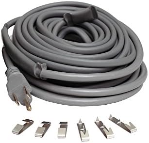 Wrap-On Roof and Gutter Deicing Cable - 140' Grey Electric Heating Cord with 3 Prong Plug & 120 Volt Operation - 14140