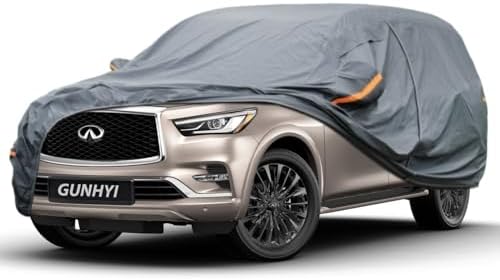 GUNHYI Premium Car Cover Custom Fit Infiniti QX80, 16 Layers Heavy Duty Car Cover Waterproof All Weather with Zipper Door for Sun Rain Snow Dust Uv Protection