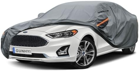 GUNHYI Premium Car Cover Custom Fit Ford Fusion, 16 Layers Heavy Duty Car Cover Waterproof All Weather with Zipper Door for Sun Rain Snow Dust Uv Protection