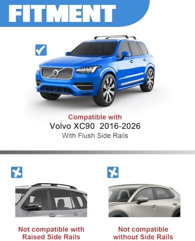 FengYu 330lbs Lockable Roof Rack Cross Bars for Volvo XC90 XC-90 2016-2026