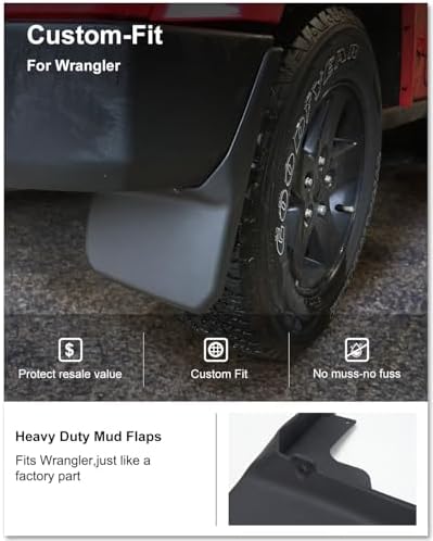 Kiwi Master Mud Flaps for 2007-2018 Jeep Wrangler JK (Not Off Road Bumper)