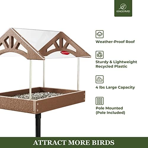 Kingsyard Large Freestanding Platform Bird Feeder for Outside