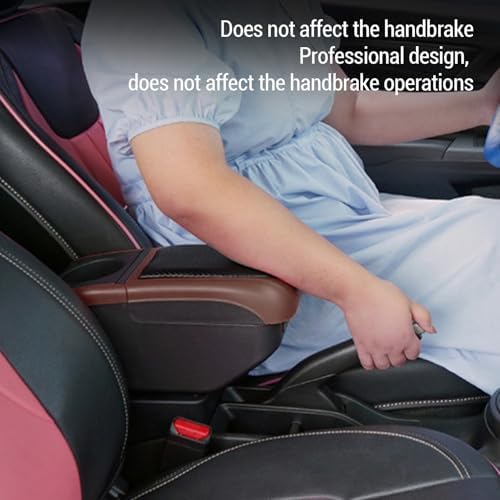 Universal Car Armrest Box with 5 USB ports and 1 Type-C port Double Layer Car Organizers and Storage Car Arm Rest Console Organizer for SUV Truck Car (Brown)