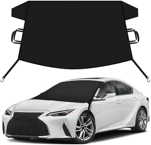 EcoNour Car Snow Cover Compatible for Lexus is 300 | Windshield Cover for Ice and Snow with S-Hook Straps | Heavy-Duty 600D Oxford Winter Car Cover, Waterproof & Anti-Slip