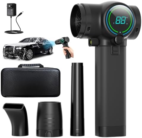 Cordless Leaf Blower with 3 Nozzles, 200KM/H Airspeed 750W Brushless Motor Electric Leaf Blower, 1.6KG Thrust Infinitely Variable Speed, Blowers for Lawn Care, Car Blower for Drying & Snow Removal