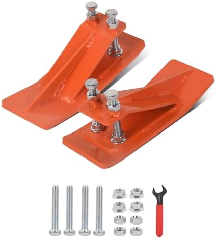 Doppy 2Pcs Tractor Bucket Edge Protector, 3/8'' Thick Snow Skid Tamer, Double Hex Lock Nuts & Bolts Included for Snow Removal, Leaves, Gravel Spreading, Orange
