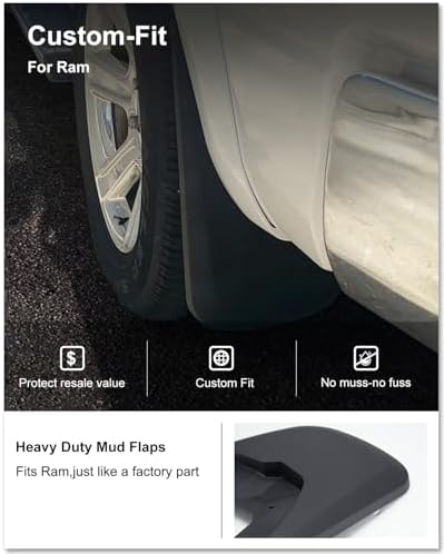 Kiwi Master No Drill Mud Flaps for 2009-2018 Ram 1500/2500/3500 with Fender