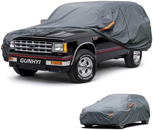 GUNHYI Premium Car Cover Custom Fit Chevrolet Blazer S10, 16 Layers Heavy Duty Car Cover Waterproof All Weather with Zipper Door for Sun Rain Snow Dust Uv Protection