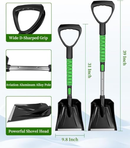 SEAAES Snow Brush with Ice Scraper and Emergency Snow Shovel for Car