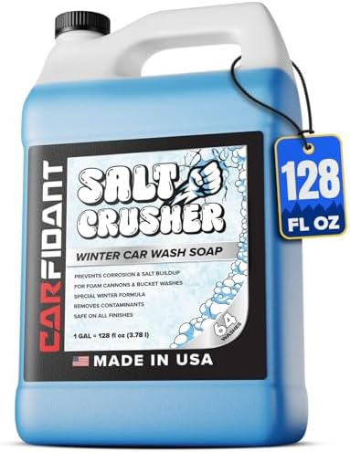 Carfidant Salt Crusher - Car Wash Soap for Salt and Grime Removal - Thick Snow Foam Formula - Prevents Corrosion, Gently Cleanse and Eliminate Dirt - Shampoo Works with Foaming Cannon & Bucket - 128oz