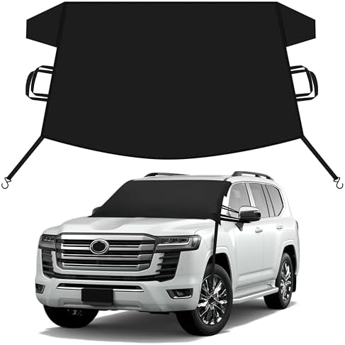 EcoNour Car Snow Cover Compatible for Toyota Landcruiser | Windshield Cover for Ice and Snow with S-Hook Straps | Heavy-Duty 600D Oxford Winter Car Cover, Waterproof & Anti-Slip