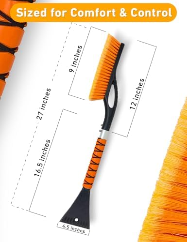 EcoNour 27" Snow Brush with Ice Scrapers for Car Windshield (4 Pack)