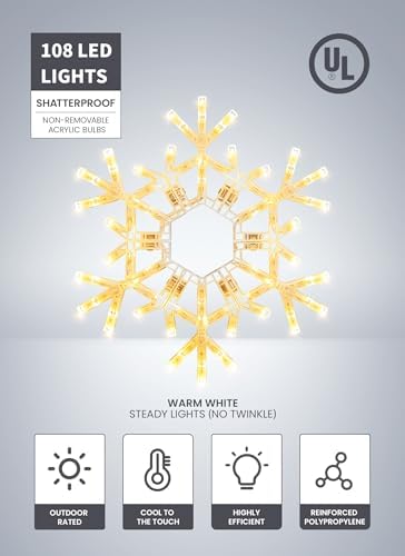 Brightown Christmas Lights Outdoor, 108LED 36" Folding Big Snowflake Lights