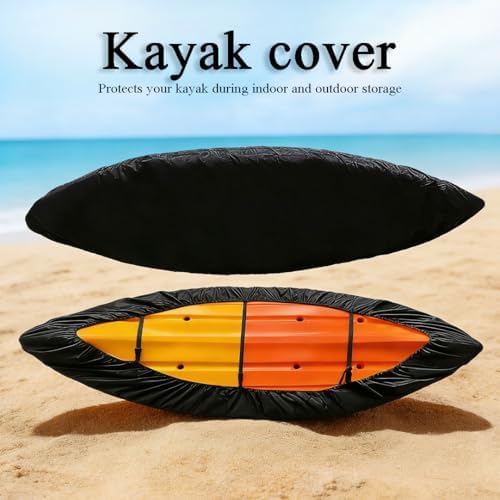 Kayak Cover for Lifetime Yukon Angler 116 Fishing 2020–2026, with Adjustable Drawstring and Buckle, for Outdoor Storage and Roof Rack Transport, Easy to Secure and Remove,A Black