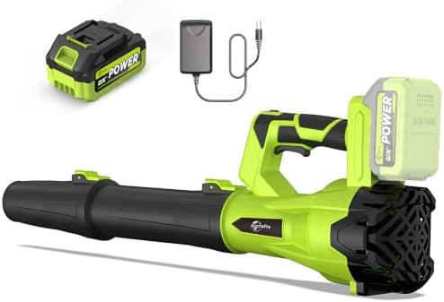 Leaf Blower Cordless with 4.0Ah Battery and Charger, 420CFM Electric Blower with 6-Speed, 21V Lightweight Handheld for Lawn Yard Patio Leaves Dust Snow