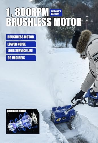 Wild Badger Power 40V Cordless Electric Snow Shovel, 12-Inch Brushless