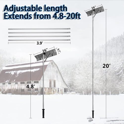 Telescoping Snow Roof Rake, Aluminum Snow Roof Rake, Outdoor Cleaning Tools, Telescopic Pole 147-607cm, Non-Slip Handle, Stable Triangular Structure, No Tool Needed
