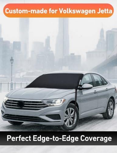 EcoNour Car Snow Cover Compatible for Volkswagen Jetta | Windshield Cover for Ice and Snow with S-Hook Straps | Heavy-Duty 600D Oxford Winter Car Cover, Waterproof & Anti-Slip