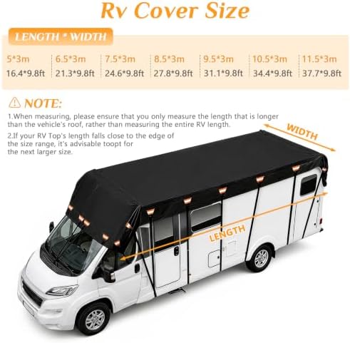 2026 Upgraded Heavy Duty RV Roof Cover,3000PA Waterproof Camper Top Cover with 16 Adjustable Buckles & 16 Reflective Reinforcement,16ft to 44ft for Travel Trailer Pop-Up Camper