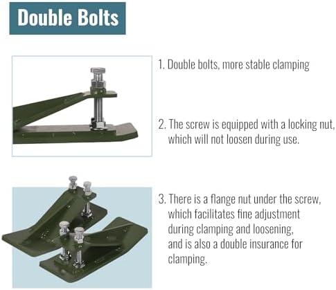 Doppy 2Pcs Tractor Bucket Protector, 3/8'' Thick Snow Skid Tamer, Double Hex Lock Nuts & Bolts Included for Snow Removal, Leaves, Gravel Spreading, Green