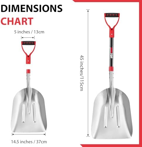 Snow Shovel Aluminum Scoop Shovels Driveway Snow Removal Tools 45 in