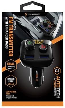 AutoTech Bluetooth FM Transmitter with Enhanced Bass, Hands-Free Calling, Dual USB Ports, and Large LED Display – Wireless Music Streaming and Car Charger with Voice Prompts & Safety Protection