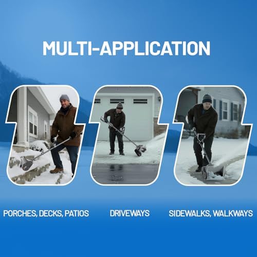 Litheli 20V Cordless Snow Shovel, 12'' Electric Snow Blower with 4 Ah Batteries Included, Lightweight Battery-Powered Snow Thrower for Driveway & Sidewalk