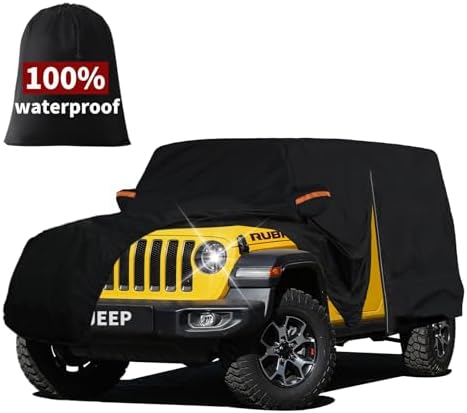 Heavy Duty Car Cover for Jeep Wrangler 2 Door 1987-2026 JK JL CJ YJ TJ