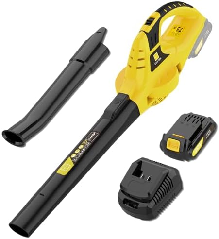 Leisch Life 21V Leaf Blower Cordless | Handheld Electric Lightweight Blower with 2.0Ah Rechargeable Battery & Fast Charger | Adjustable Speeds, Portable Design for Lawn, Patio, Yard, Sidewalk Cleaning