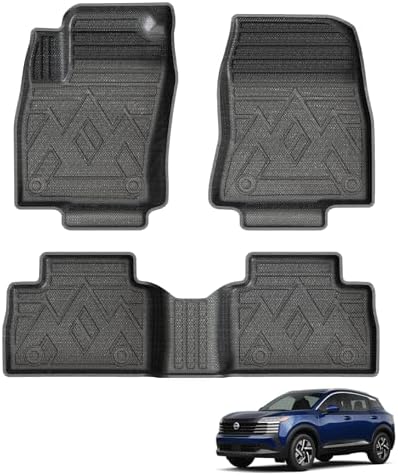 Powerty Floor Mats for Nissan Kicks 2025 2026 All Weather 3D TPE Anti-Slip Car Liners for 1st & 2nd Row Accessories
