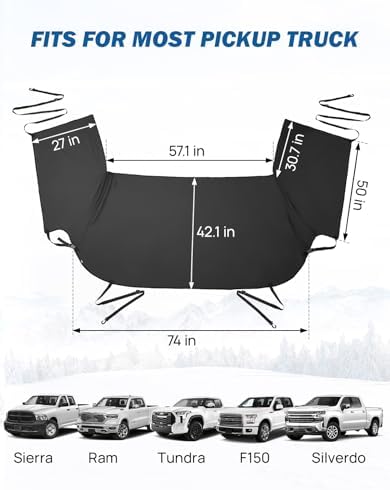 JOYTUTUS Windshield Snow Cover for Full-Size Truck Extra Large Pickup Windshield Cover for Ice and Snow Compatible with Ford F150 F250, Ram, Silverado, Sierra, Tundra