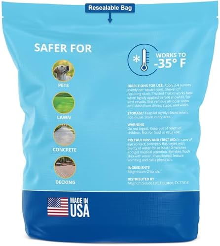FIREKI Ice Melt, Pet Safe Ice Melt, 10 LBS Premium Snow Melter, Pure Magnesium Chloride, Safer for Pets, Concrete, Effective to -35 F, 10 lb