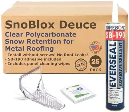 Deuce Snow Guards for Metal Steel Corrugated Roof (25 Pieces with Adhesive) (Clear)