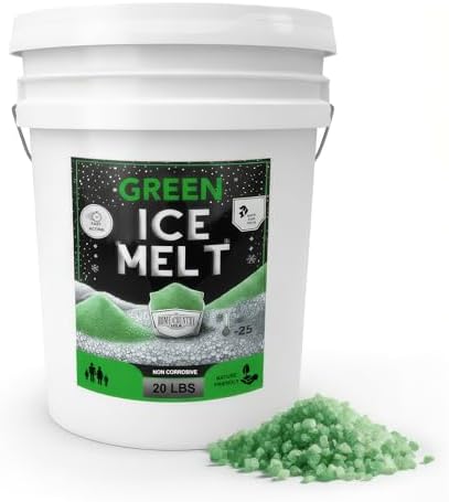 Green Ice Melt -25°F Effective, Pet Safe Eco-Friendly De-Icer, Fast-Acting Granules for Driveways, Walkways & Entryways, 20 lb Pail