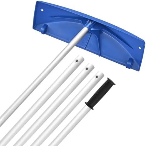VEVOR Snow Roof Rake, 24 in PP Plastic Blade, 3.8-18.2 ft Adjustable Roof Snow Scraper with Wheels, Anti-Slip Handle Snows Removal Tool, Lightweight House Rooftop Rake for Leaves Debris Removal
