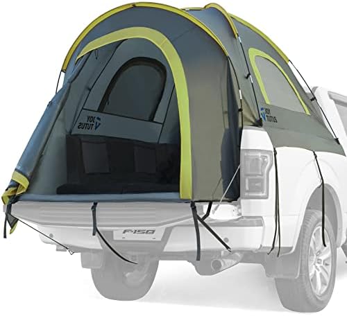 JOYTUTUS Pickup Truck Tent 2.0, Waterproof PU2000mm Double Layer for 2 Person, Portable Truck Bed Tent with Rainfly, 5.5'-5.8' Camping Preferred - Green