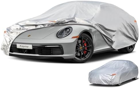 Kayme Coupe Car Cover Waterproof All Weather - See Vehicle Size Chart for Accurate Fit - Outdoor Full Exterior Cover Sun Rain Snow. Corvette, Mustang, 718 911, Genesis etc. Size C3 (See Size Chart)
