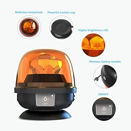 Agrieyes W08 Wierless Amber LED Beacon Lights, Magnetic Base Strobe Lights