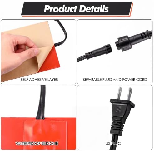 Threlaco 6 Pcs Engine Heater 4 x 5in 120V 150W Silicone Oil Pan