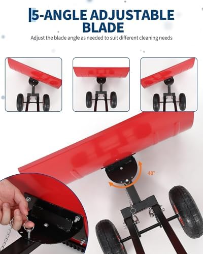 Snow Shovel with 29.13x19.8 in Wide Blade, Heavy Duty Rolling Snow Pusher