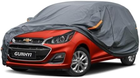 GUNHYI Premium Car Cover Custom Fit Chevrolet Spark, 16 Layers Heavy Duty Car Cover Waterproof All Weather with Zipper Door for Sun Rain Snow Dust Uv Protection