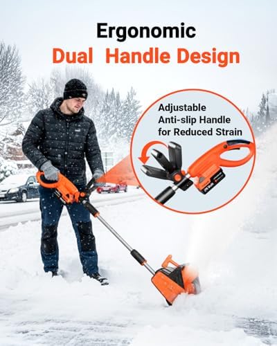 VOLTASK Cordless Snow Shovel, 24V | 13-Inch | 4-Ah Cordless Snow Blower, Battery Snow Blower with Directional Plate & Adjustable Front Handle (4-Ah Battery & Quick Charger Included)