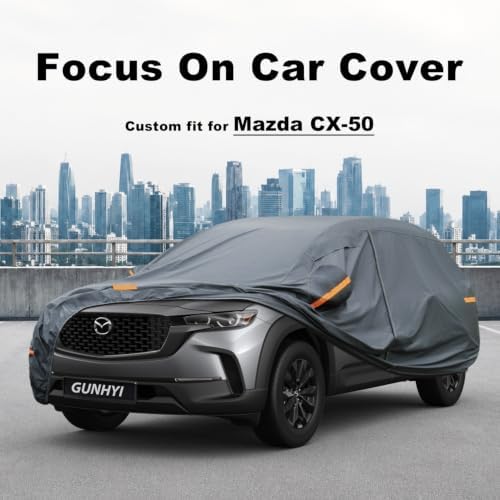 GUNHYI Premium Car Cover Custom Fit Mazda CX-50 (2022-2026), 16 Layers Heavy Duty Car Cover Waterproof All Weather with Zipper Door for Sun Rain Snow Dust Uv Protection