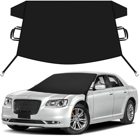 EcoNour Car Snow Cover Compatible for Chrysler 300 | Windshield Cover for Ice and Snow with S-Hook Straps | Heavy-Duty 600D Oxford Winter Car Cover, Waterproof & Anti-Slip