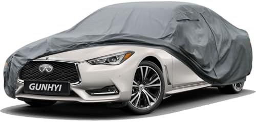 GUNHYI Premium Car Cover Custom Fit Infiniti Q60, 16 Layers Heavy Duty Car Cover Waterproof All Weather with Zipper Door for Sun Rain Snow Dust Uv Protection