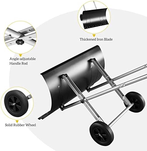 Outvita Snow Shovel with Wheels, 29" Wide 18" Long, Black